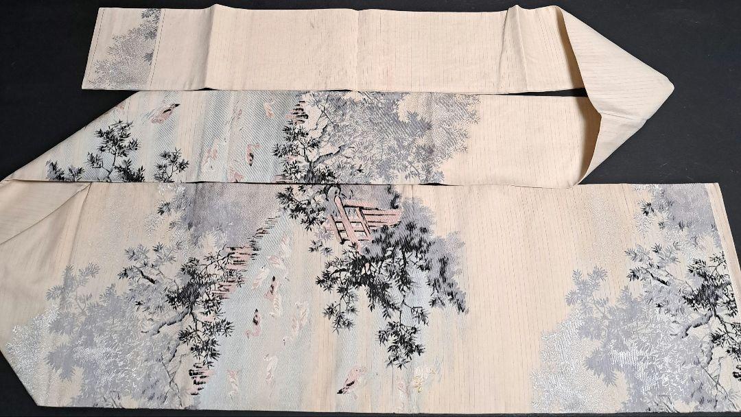 水鳥の群れ！正絹 絽 名古屋帯 夏帯 ファッション