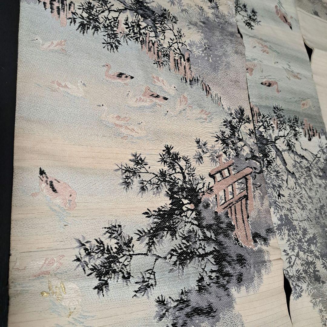 水鳥の群れ！正絹 絽 名古屋帯 夏帯 ファッション