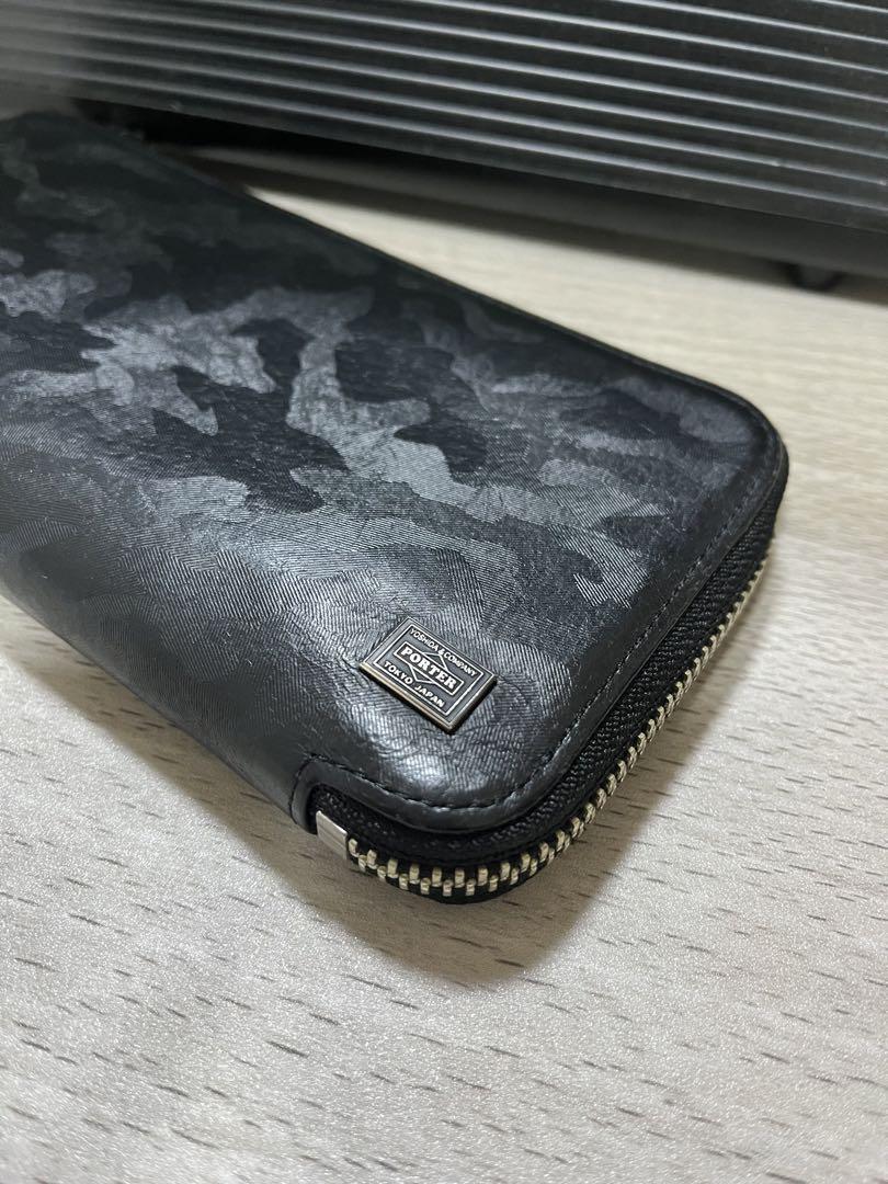 【カモフラ！】ポーター ワンダー L字ファスナー長財布 迷彩 黒 レザー ポーター PORTER ポーター ワンダー ロングウォレット 342ー
