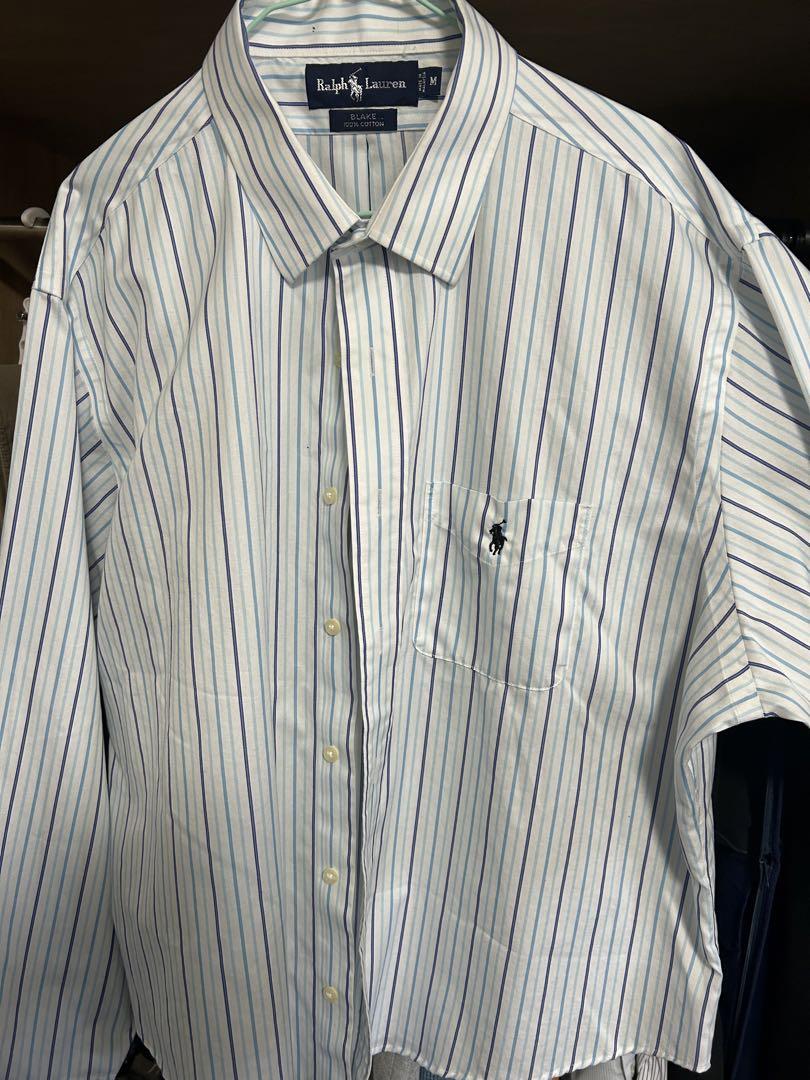 Ralph Lauren Blake Mサイズ 長袖シャツ 白と青のストライプ