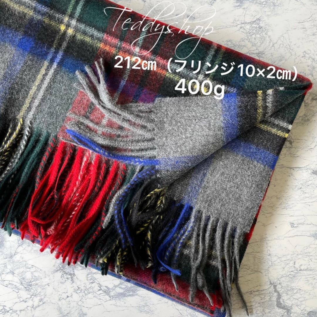 極上カシミヤ100%☆大判 ストール☆グレーチェック