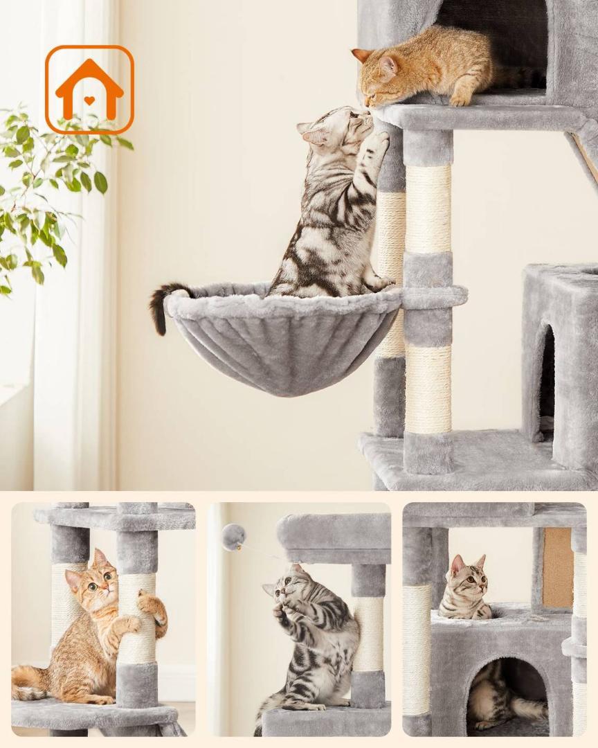 オシャレで2m超のキャットタワー、多頭飼いに最適