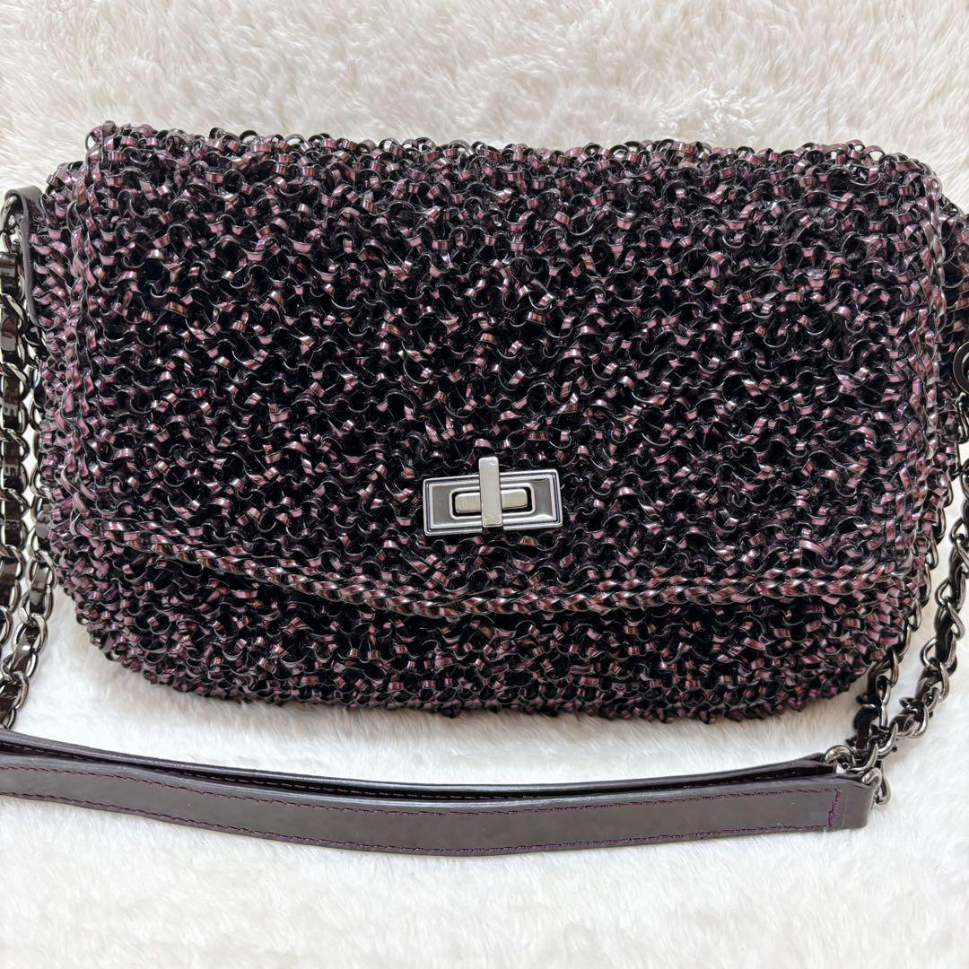 美品♡アンテプリマ ルッケット ワイヤーバッグ チェーンショルダー パープル 画像3