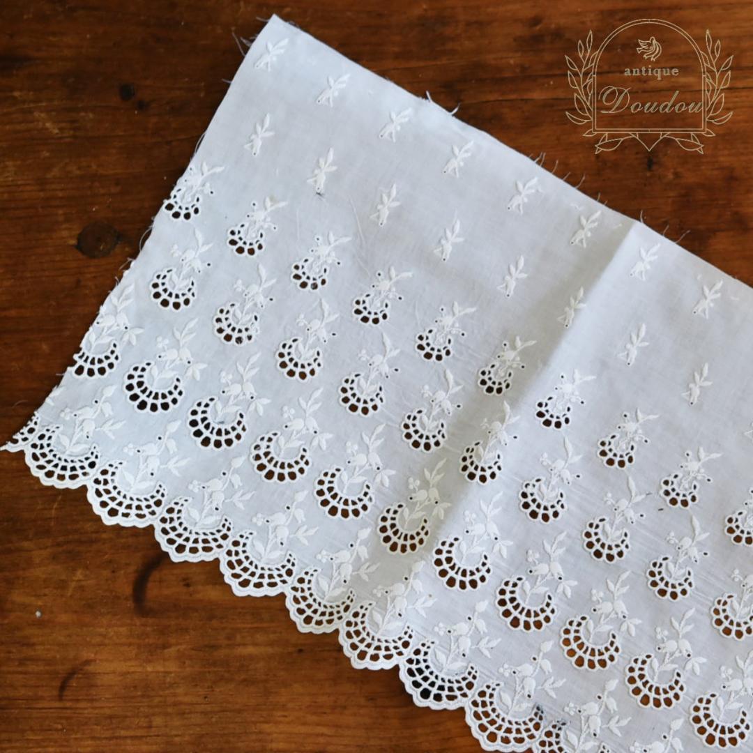 アンティーク 手刺繍スカラップレース ホワイトワーク【sa442