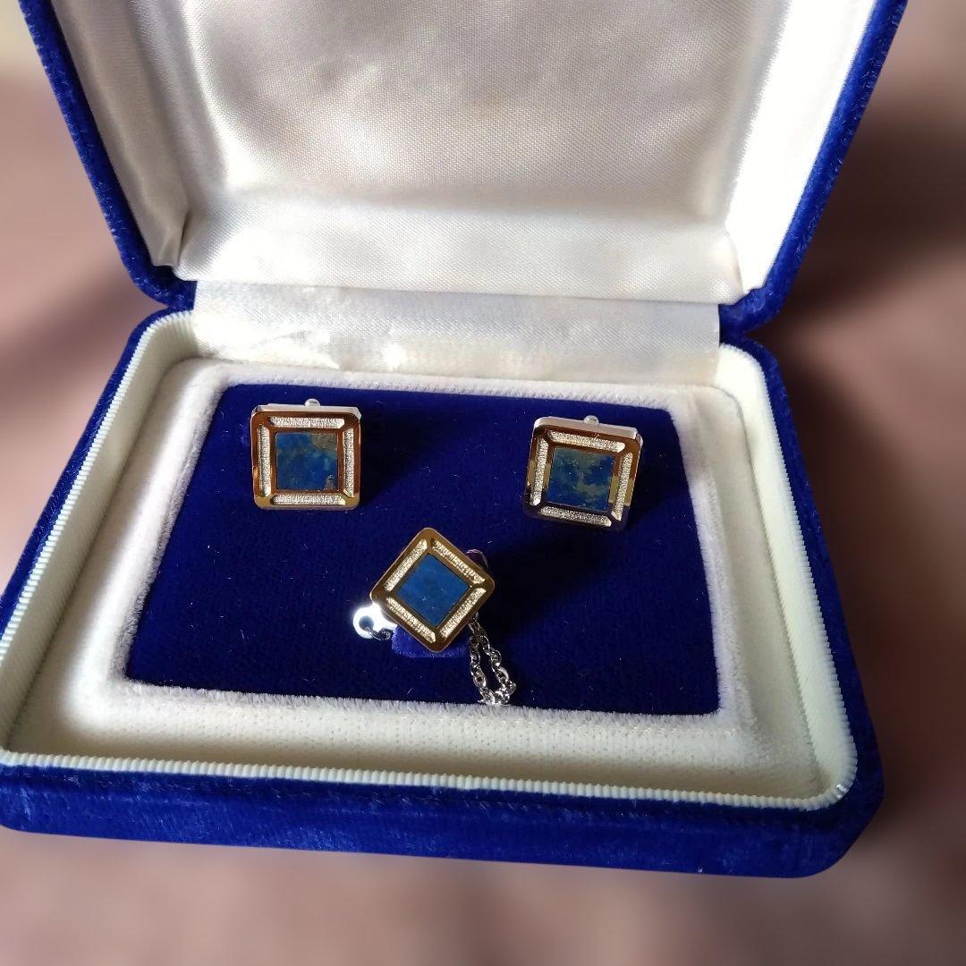 ラピスラズリ　カフス＆タイピン