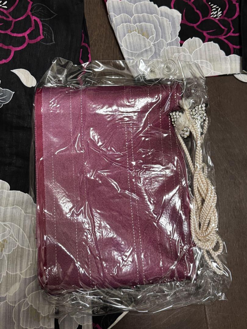 新品 極上綿紅梅 浴衣 帯 帯〆 下駄 バッグ ５点セット（綿）未使用Ym112 新品 極上綿紅梅 浴衣 帯 帯〆 下駄 バッグ 5点セット（綿）未