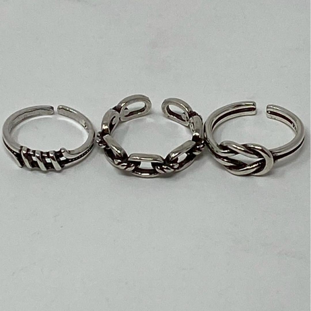 【コンビニ受取対応商品】 3個セット ヴィンテージ風 ユニセックス リング シルバー925 アクセサリー