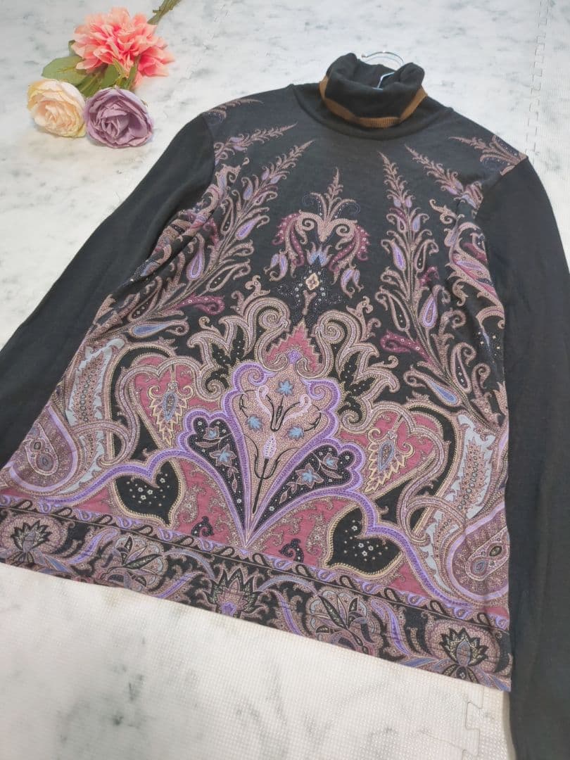 ETRO　エトロ　ペイズリー　タートルネック　ウール　ニット