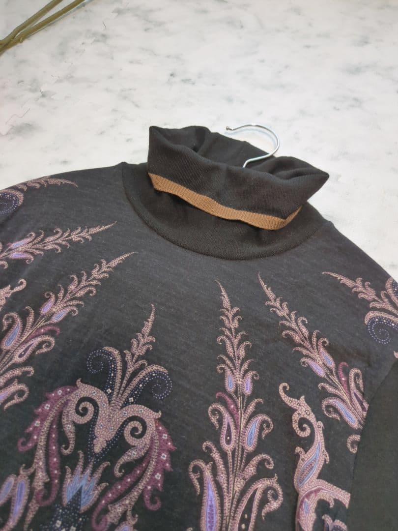 ETRO　エトロ　ペイズリー　タートルネック　ウール　ニット