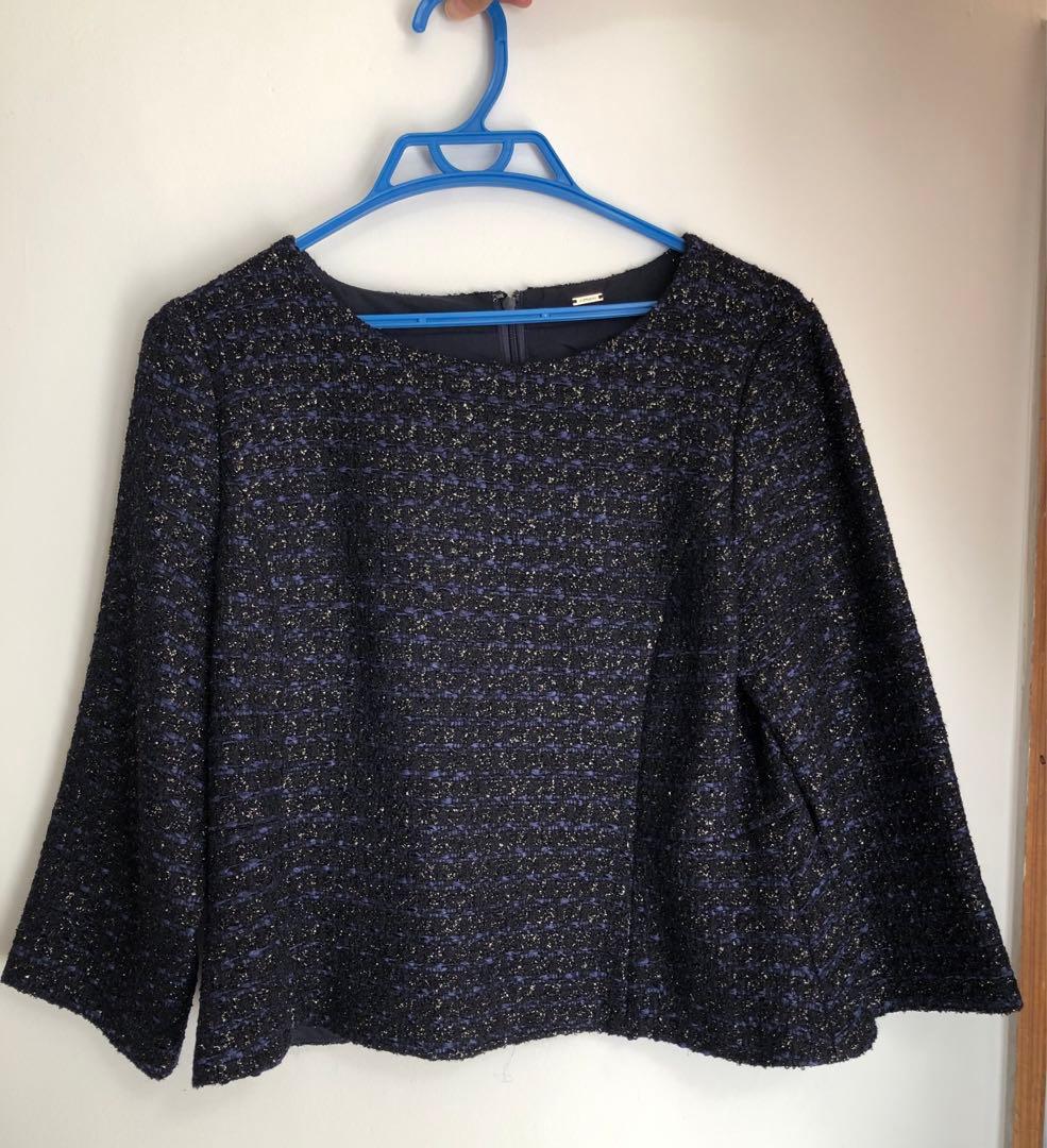 レディース トップス ネイビー 青 ラメL J.PRESS