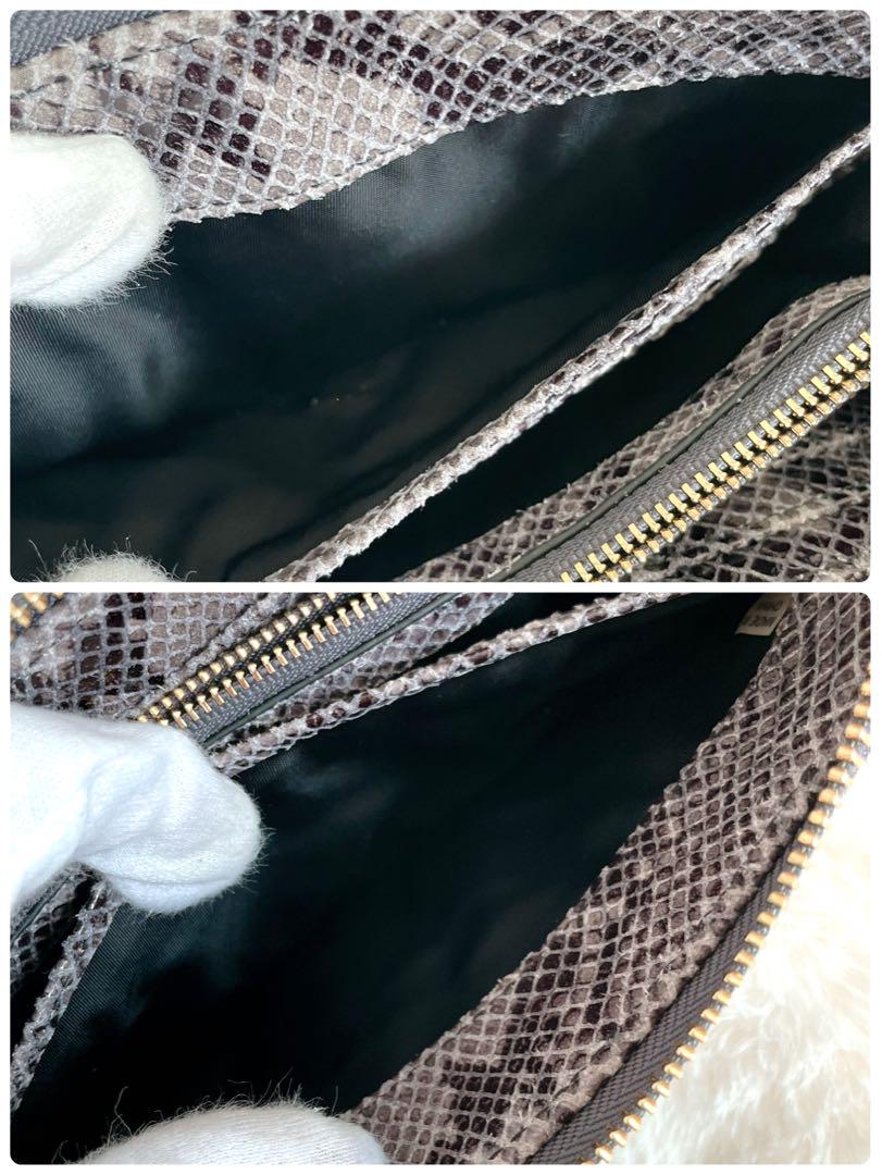 【未使用】TORY BURCH トリーバーチ 長財布 パイソン グレー ラウンド
