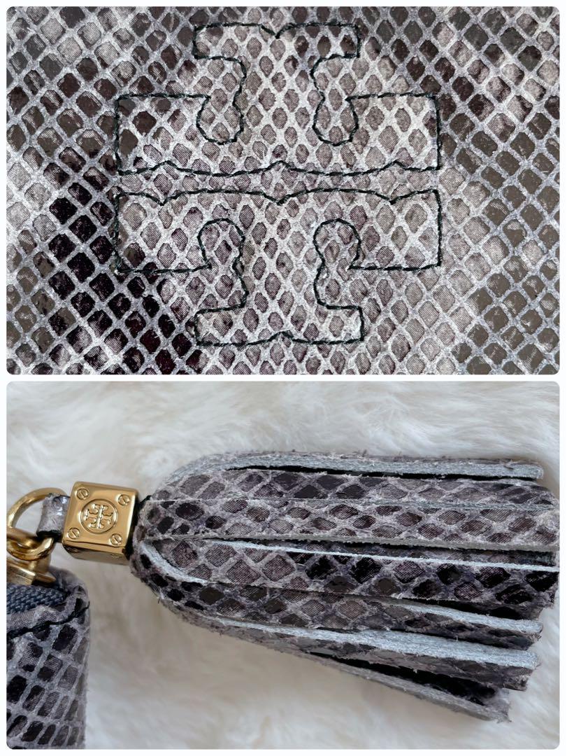 【未使用】TORY BURCH トリーバーチ 長財布 パイソン グレー ラウンド