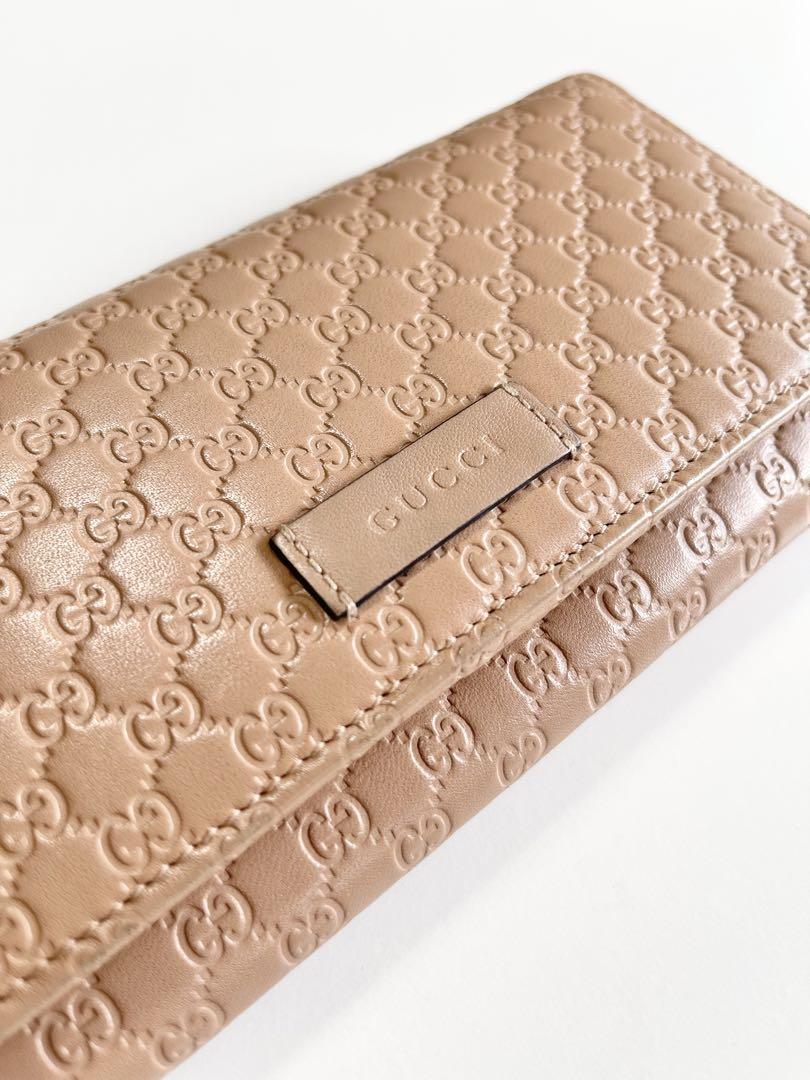 GUCCI ベージュ 財布 ggシマ マイクロシマ