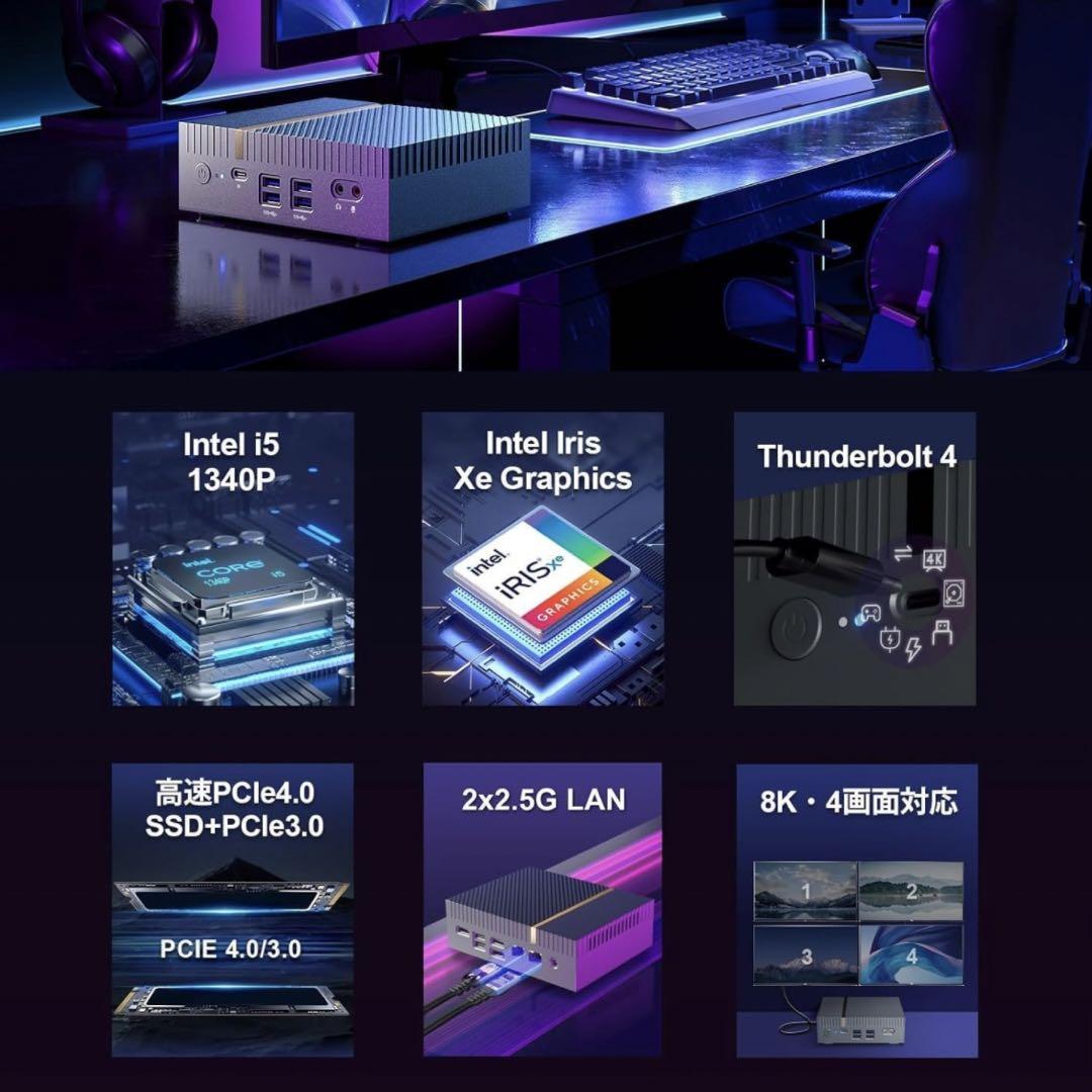 ミニPC Core i5-1340P Thunderbolt4ポートあり