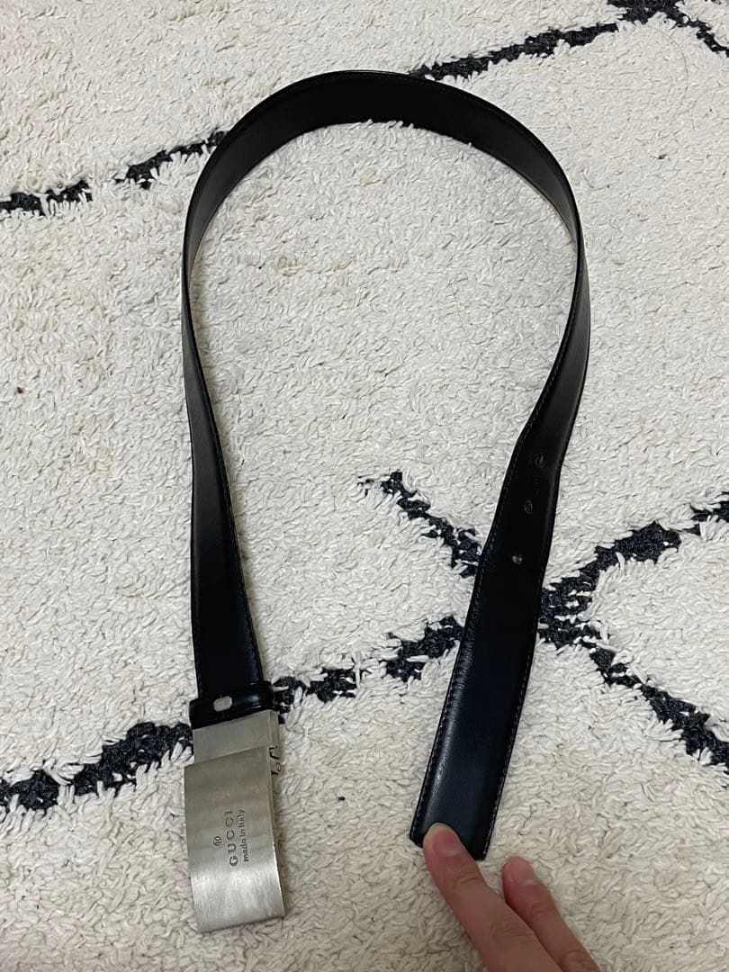 GUCCI グッチ ベルト レザー 本革 ロゴ バックル ブラック メンズ