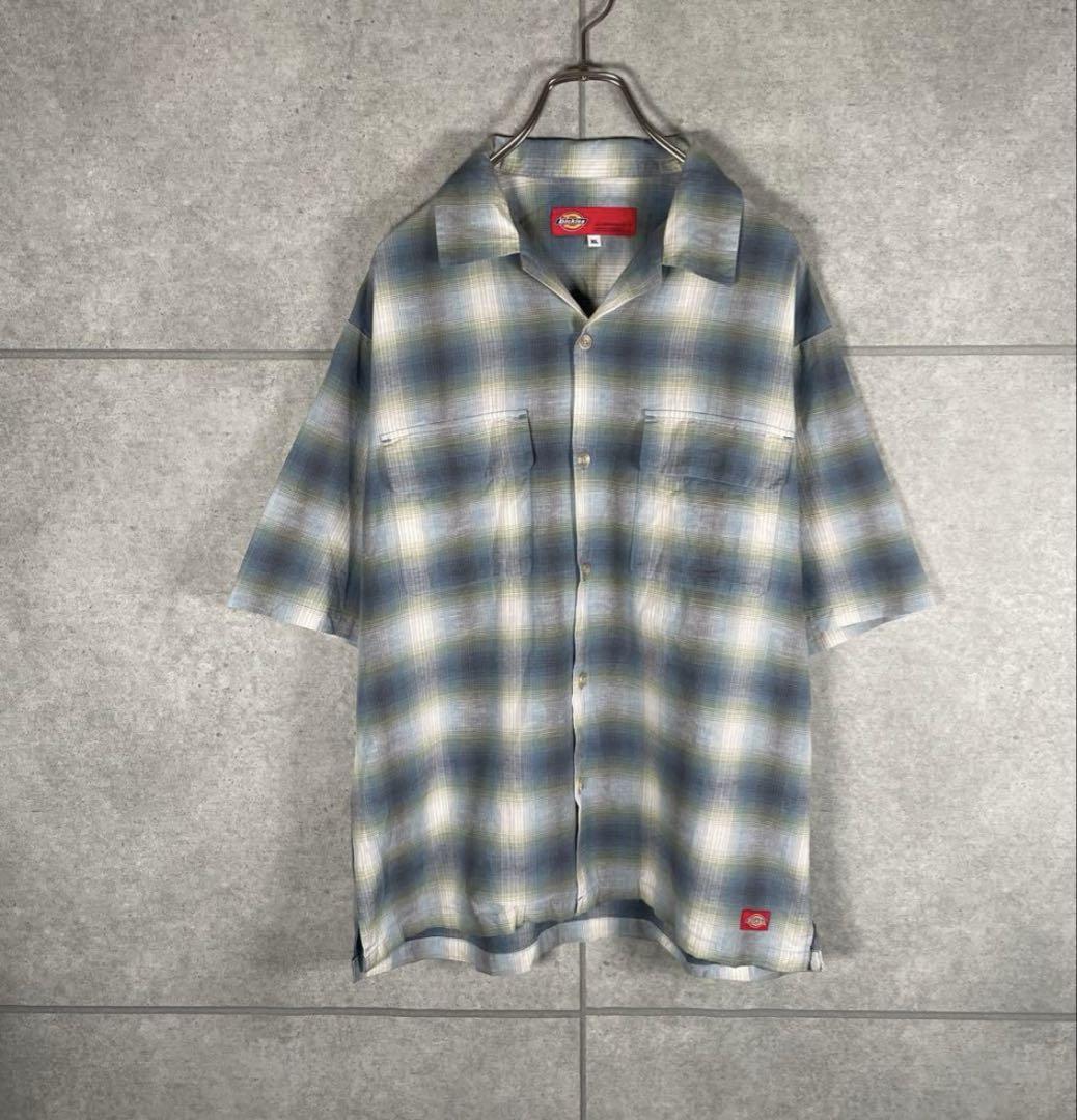 [古着]ディッキーズ　半袖　シャツ　オンブレー ヴィンテージ 00s 希少 XL
