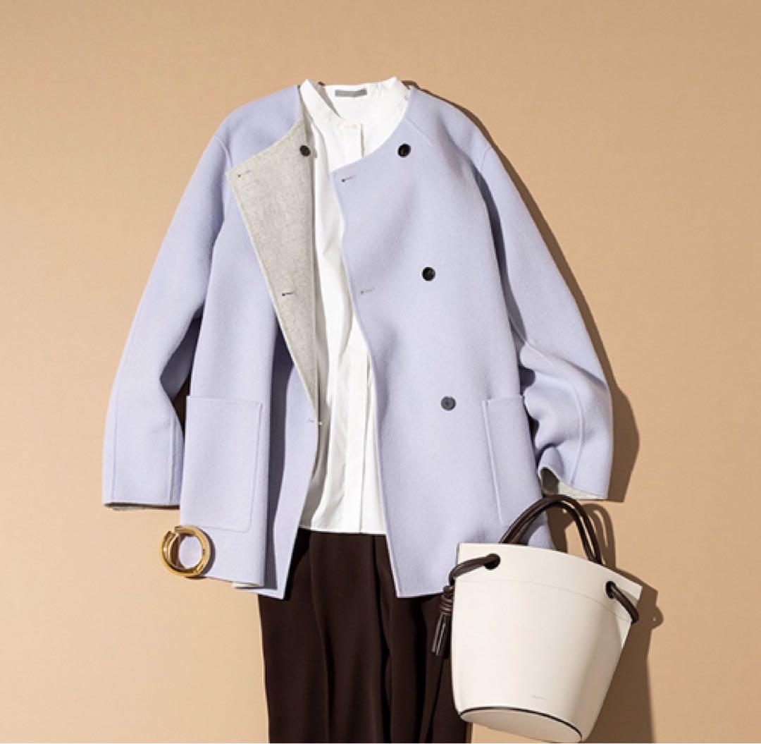 theory luxe ラベンダー ダブルフェイスノー コート カシミア混L Theory luxe