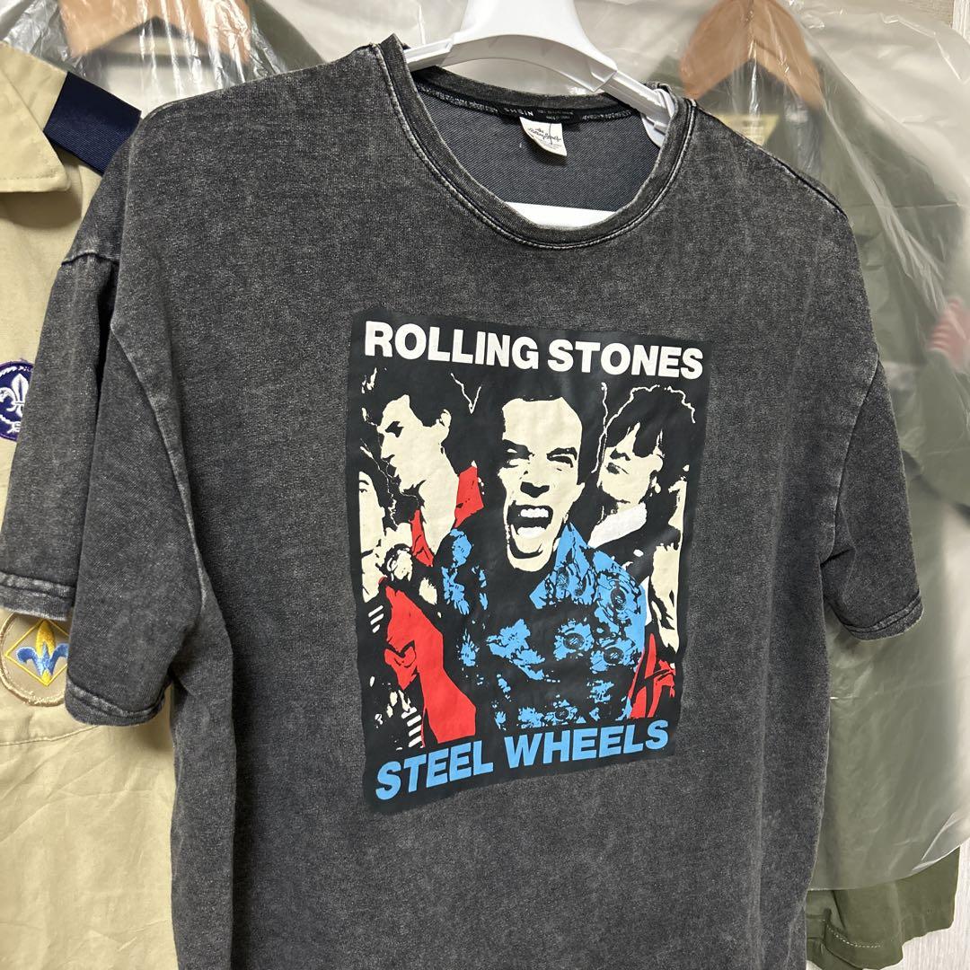 ローリングストーンズ ヴィンテージTシャツ　サイズ:XL ローリングストーンズ・ヴィンテージ加工・霜降りブラック
