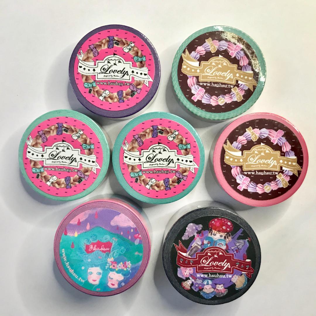海外マステ ♡7巻セット売り 巻き売り 海外作家 徐徐(Lovelyhsuhsu)マスキングテープ7巻セット