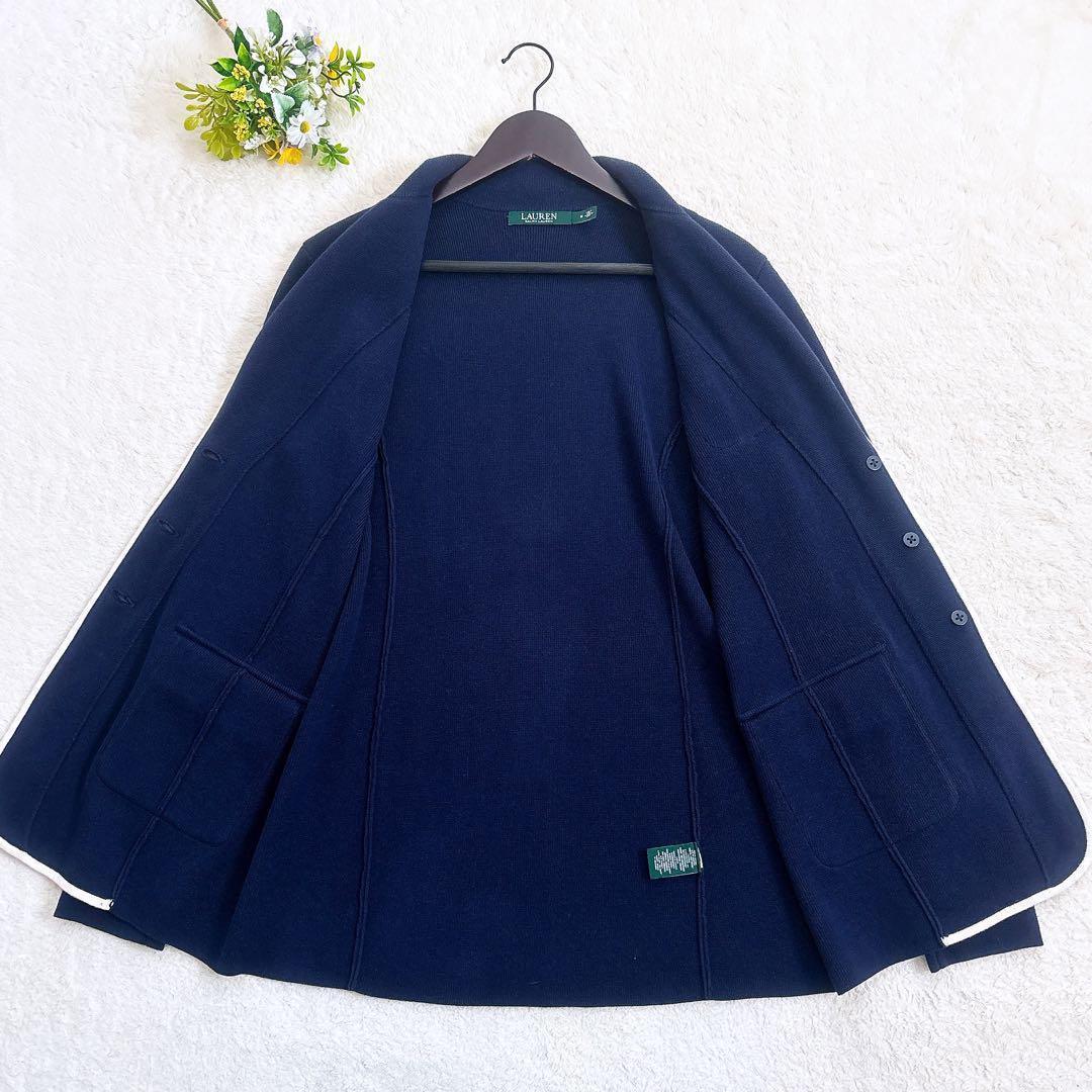 LAUREN RALPH LAUREN ニットジャケット ロゴ刺繍 金ボタン M
