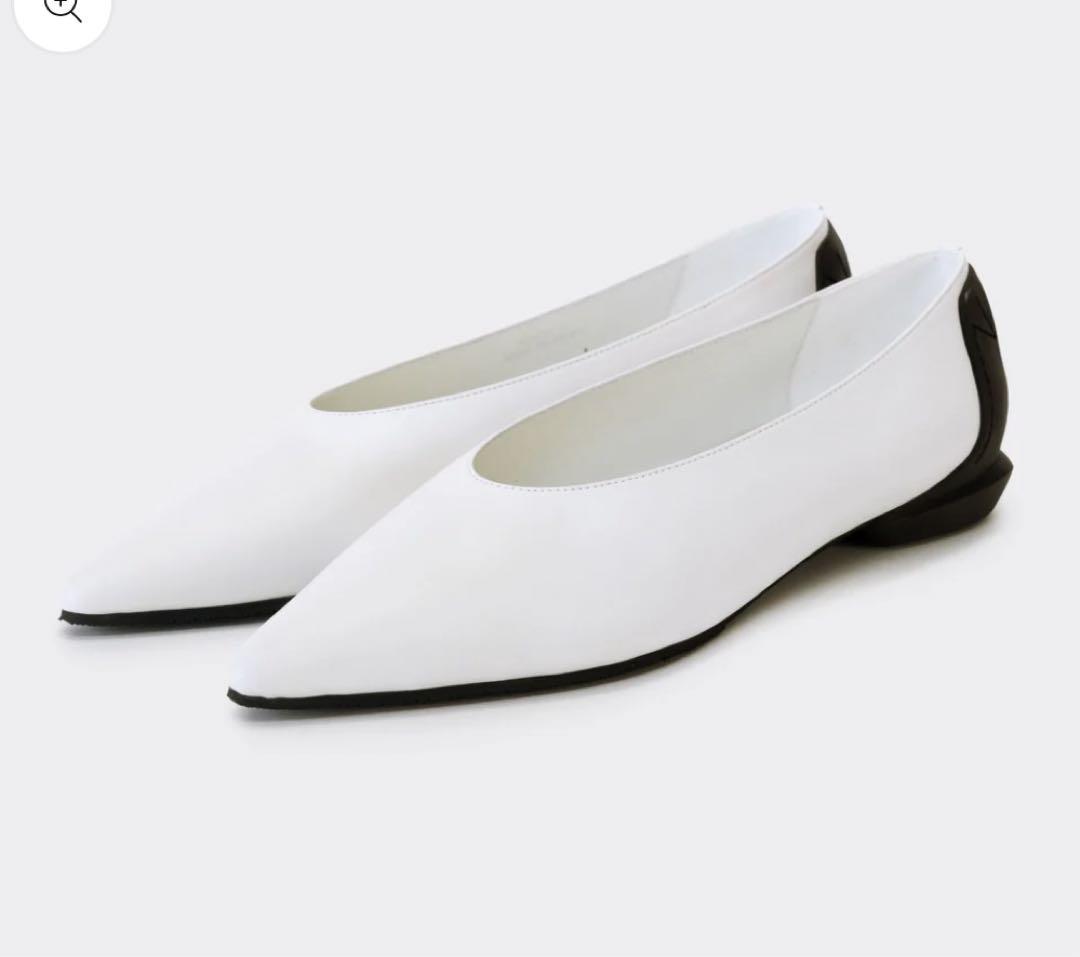靴 SHISEI MM POINTED U PUMPS / WHITExBLACK