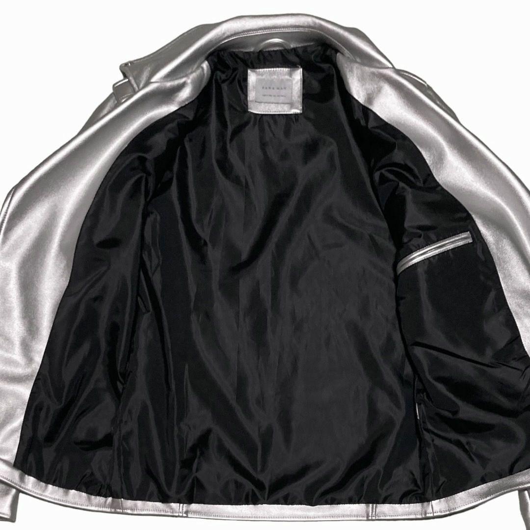 ZARA ザラ シルバー フェイクレザージャケット ライダース メンズ ZARA ザラ シルバー ライダースジャケット フェイク