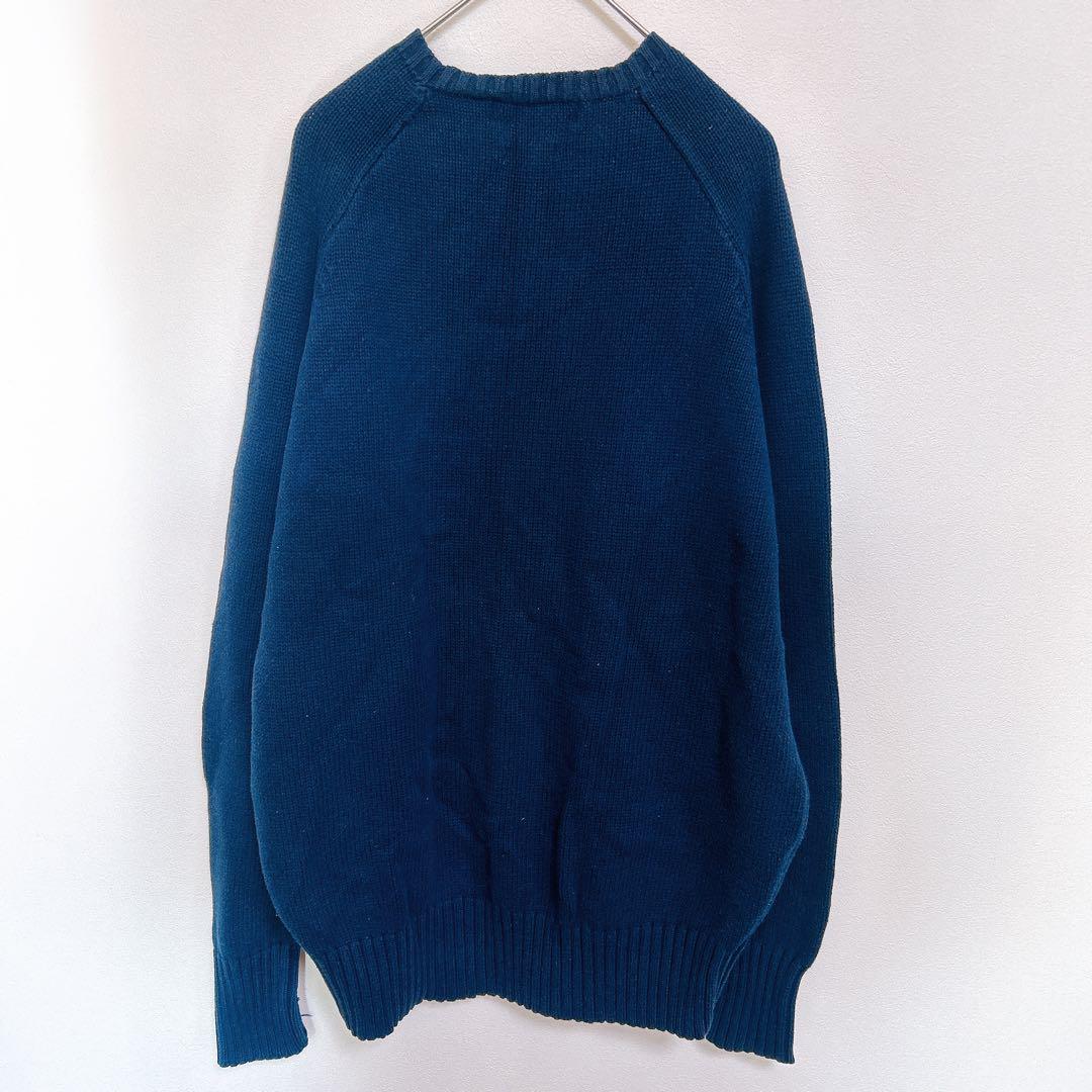 POLOポロラルフローレン　丸首ニットセーター　青　メンズ XLサイズ　ロゴ刺繍 27f0ef92a784be0addf80449a8ceb0