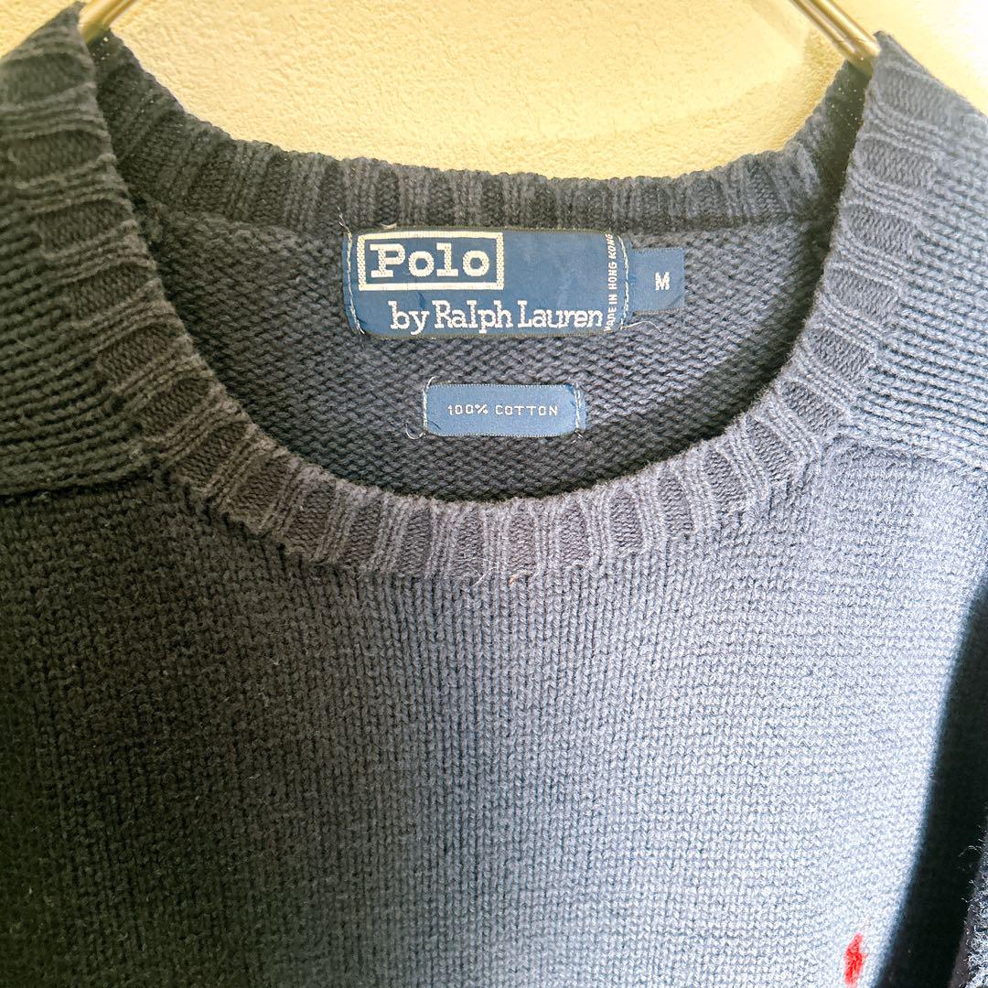ポロラルフローレン クルーネック コットン ニット セーター ポニー刺繍 グレー ポロラルフローレン クルーネックニット セーター ポニー刺繍