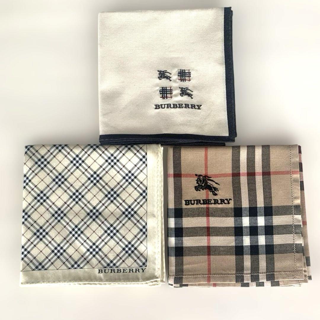 BURBERRY　バーバリー　新品メンズハンカチ　レディースハンカチノバチェック Burberry バーバリー ハンカチ ノバチェック ベージュ系 3枚
