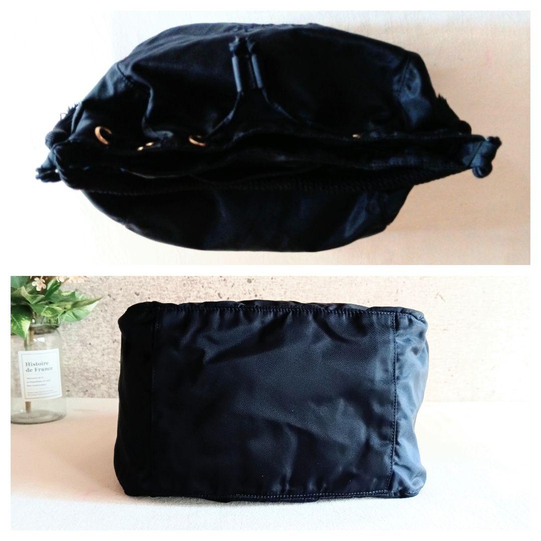 美品 プラダ ボンサック ナイロン 巾着 ショルダーバッグ レディース メンズ 良品 PRADA ボンサック ナイロン レザー 巾着 ショルダーバッグ