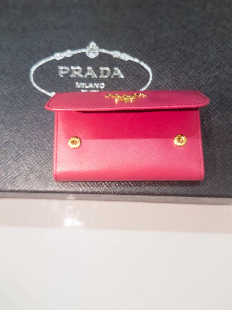 PRADA ピンク レザー キーケース プラダ キーケース リボン ピンク 5連 レザー サフィアーノ