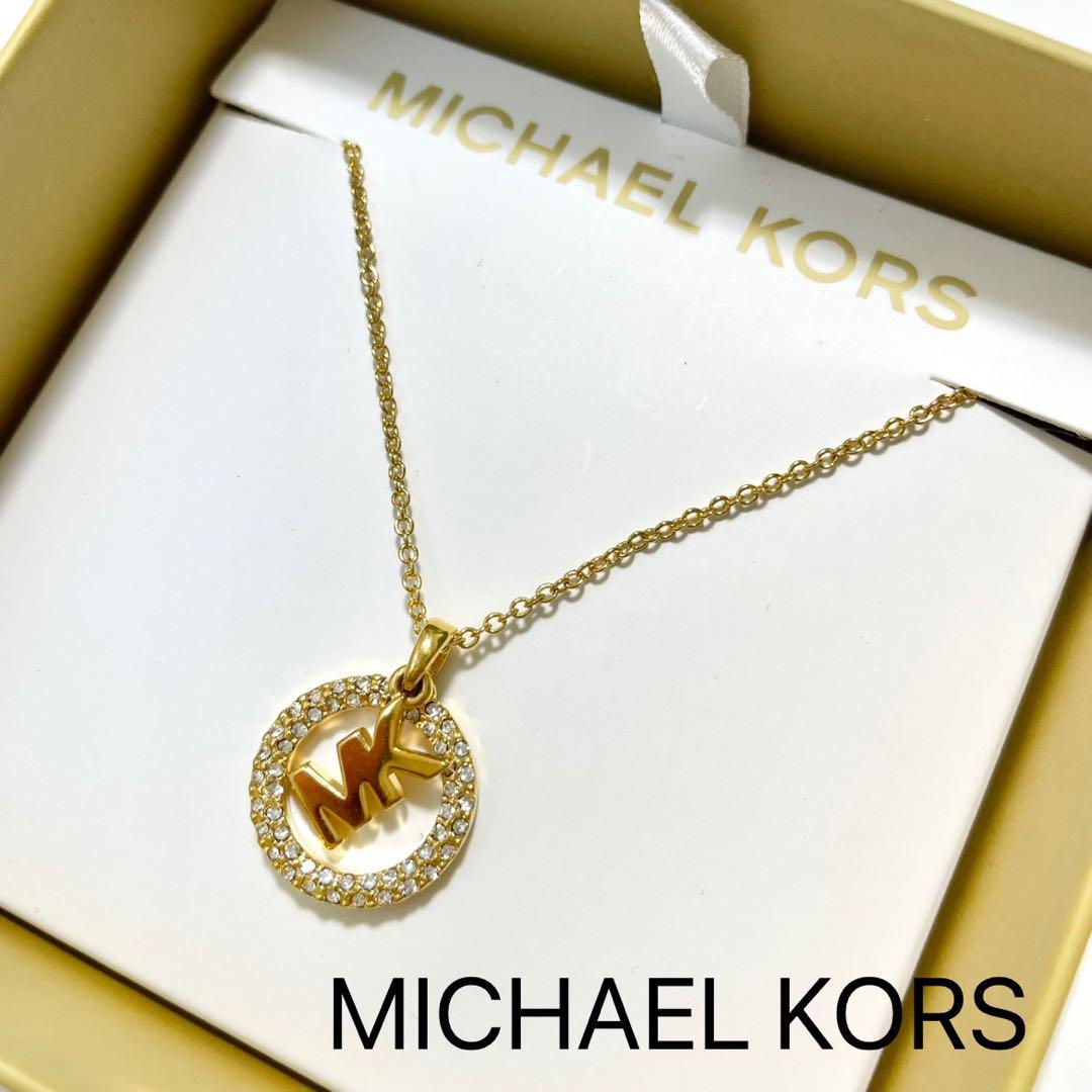 【新品】MKロゴ ネックレス マイケルコース ラウンド ストーン ゴールド 新品】マイケルコース ネックレス ペンダント MICHEAL KORS MK