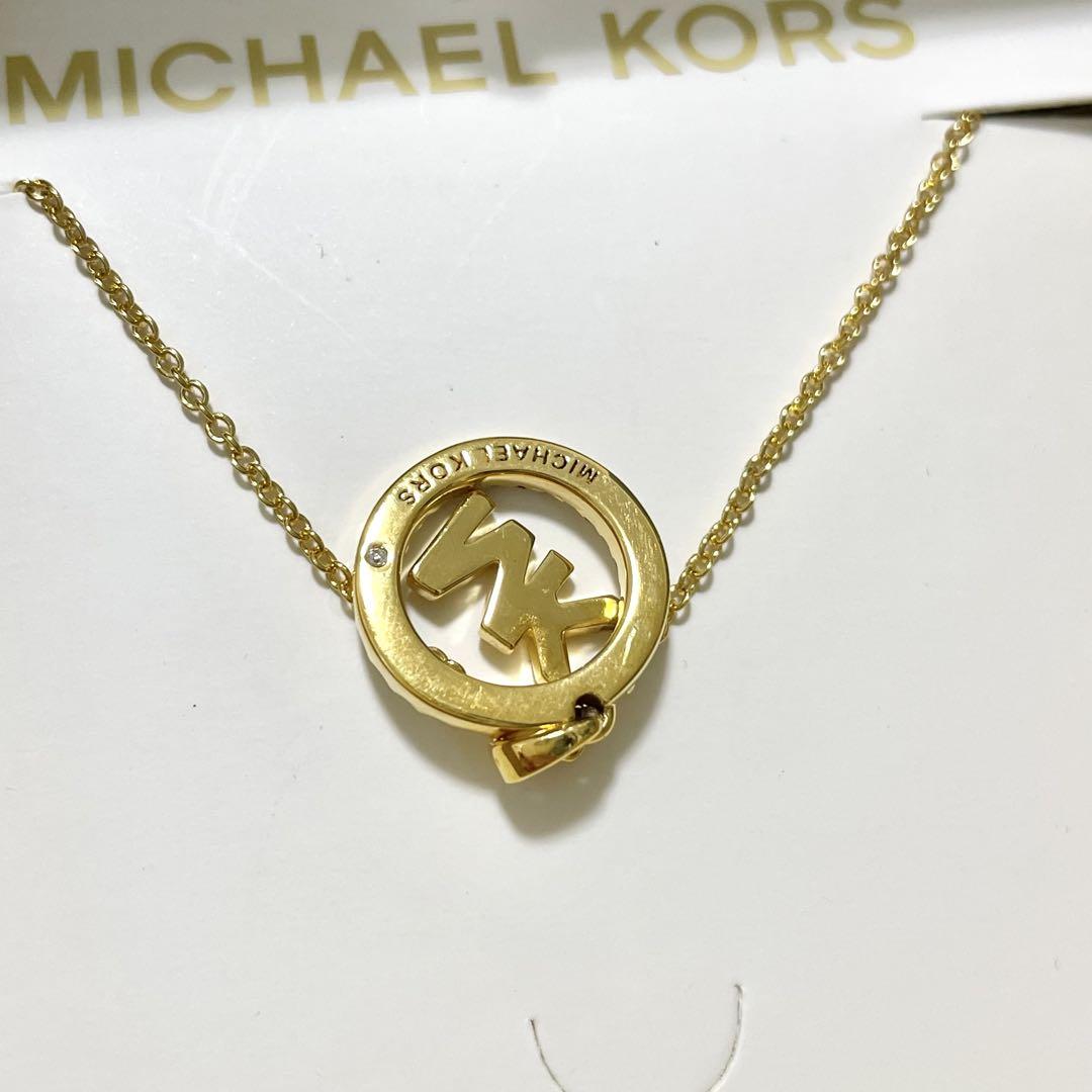 【新品】MKロゴ ネックレス マイケルコース ラウンド ストーン ゴールド 新品】マイケルコース ネックレス ペンダント MICHEAL KORS MK