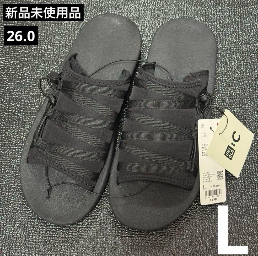 【新品】スライドサンダル Black L UNIQLO C 25SS