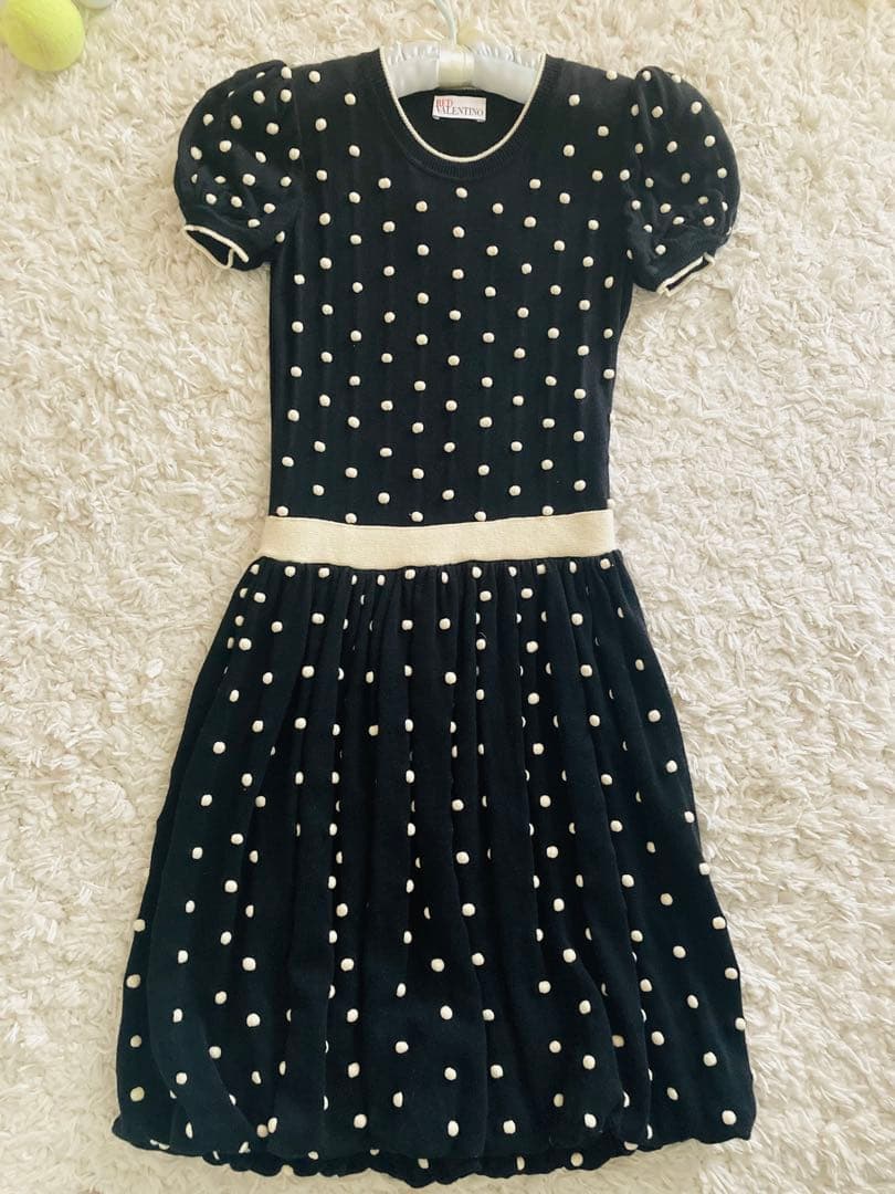 RED VALENTINO ドット柄半袖ワンピースXS(SS)・RED VALENTINO