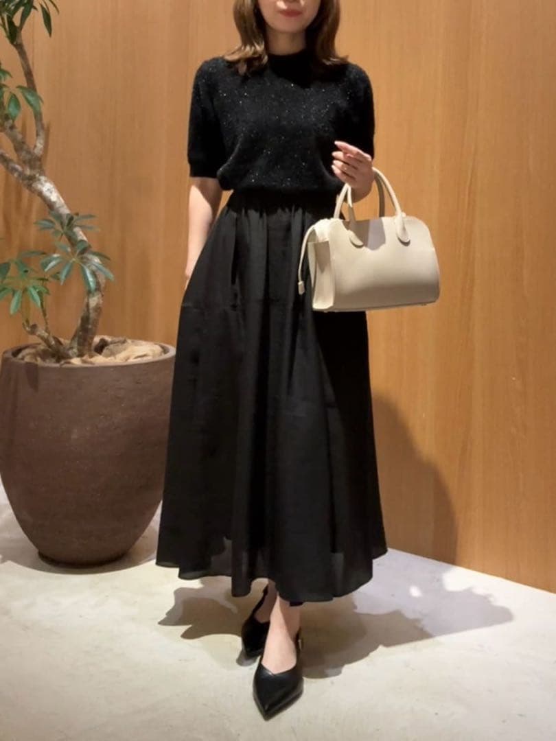 Mila Owen ラメパフスリーブニットフ スカートSET UPS Mila Owen