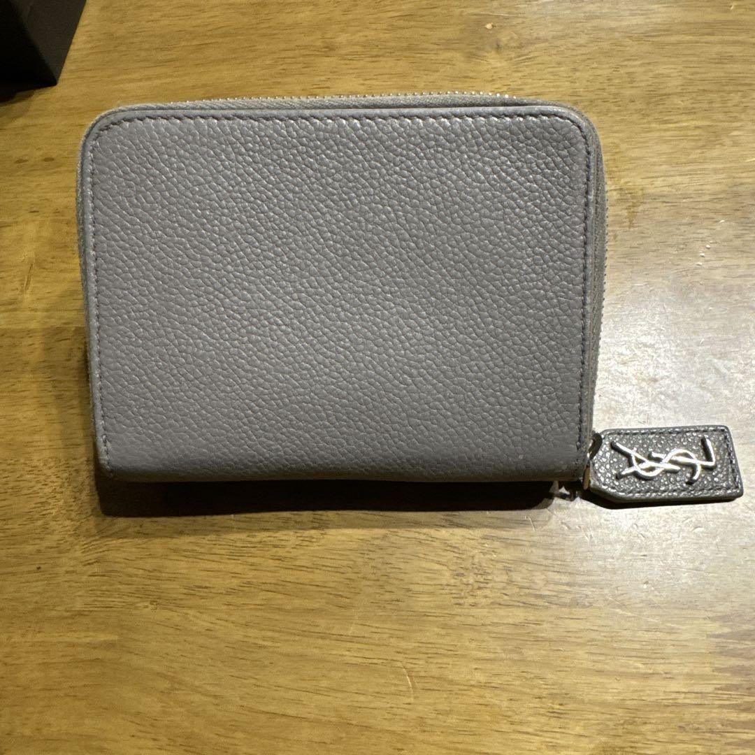 極美品】サンローラン 二つ折り財布 YSL リヴゴーシュ レザー グレー