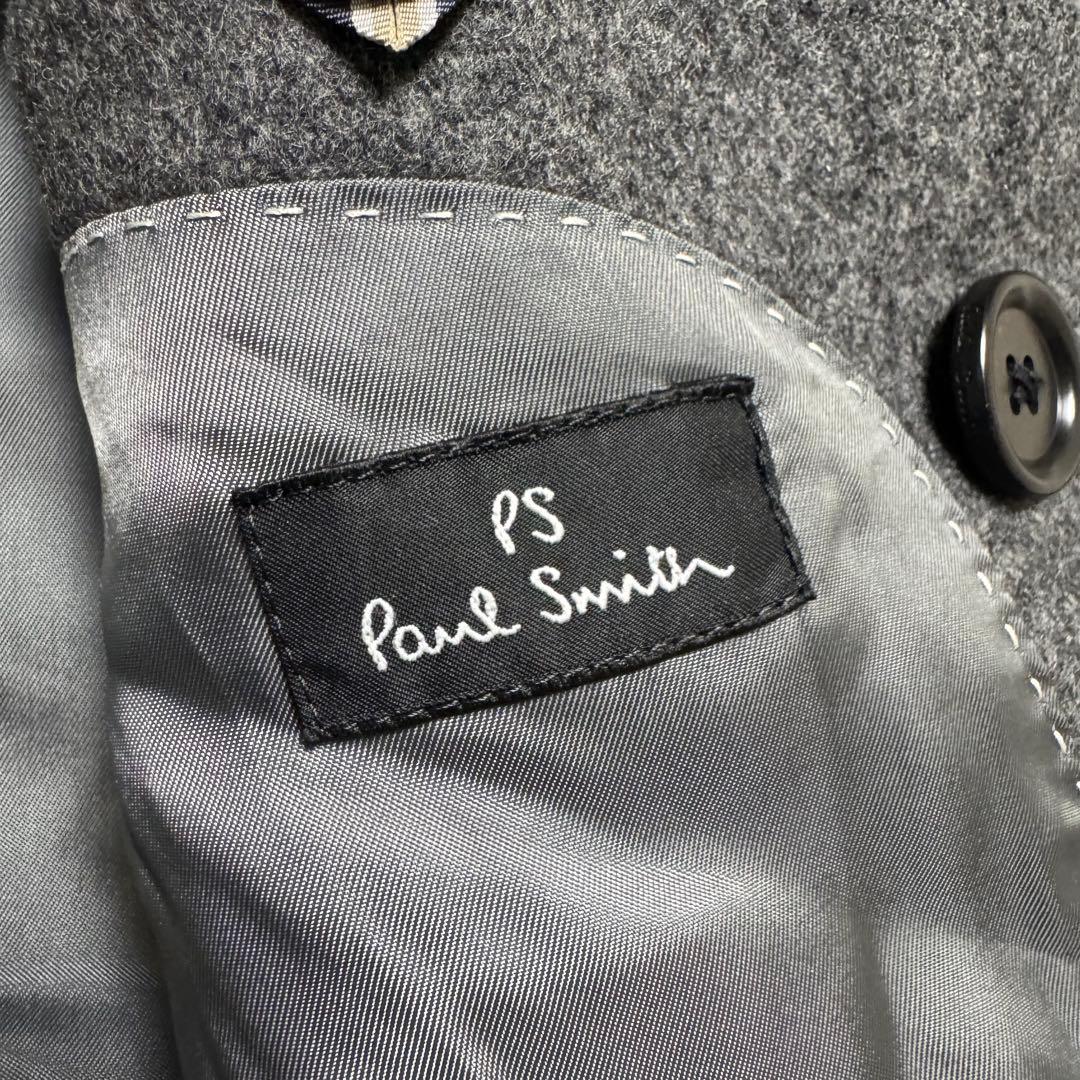 【カシミヤ混】ポールスミス ピーコート ナポレオン 銀ボタン チャコールグレー 【カシミヤ混】ポールスミス ピーコート ナポレオン 銀ボタン チャコールグレー