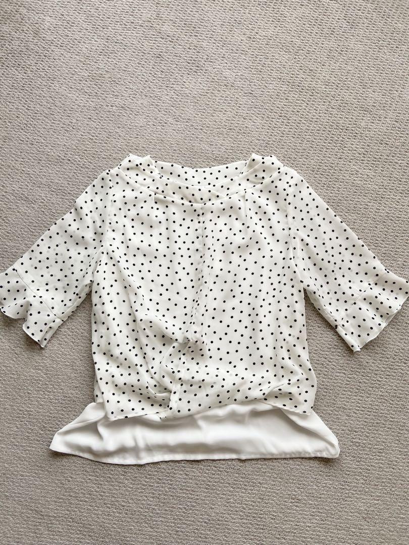 ☆新品☆カールパークレーン　ドット柄　袖フリルカットソー☆