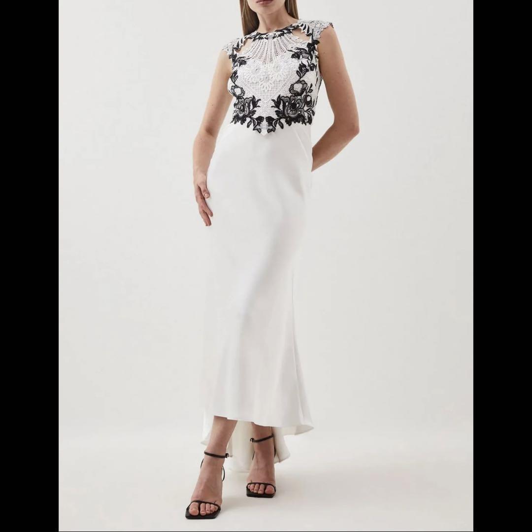 【Karen Millen】サテン ギピュール レース マキシ ワンピース Karen Millen】サテン ギピュール レース マキシ ワンピース