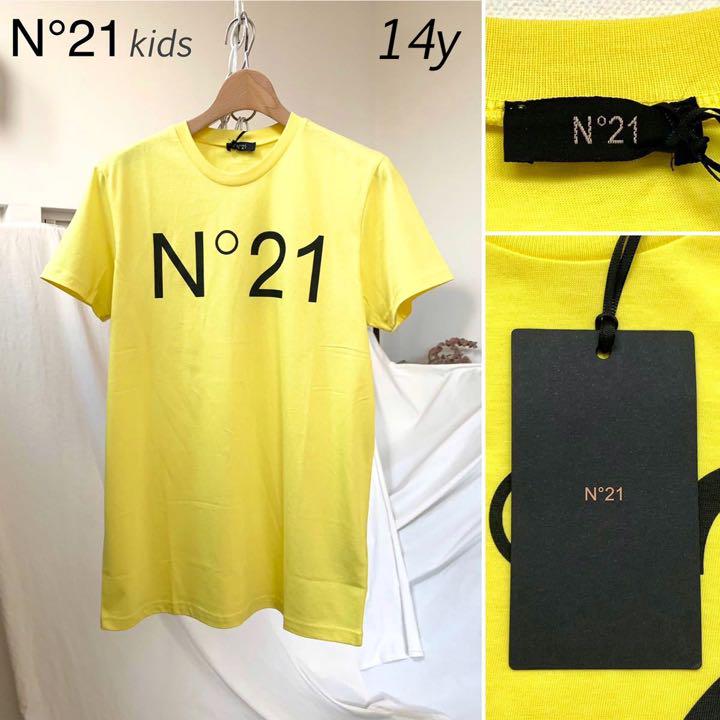新品 ヌメロ ヴェントゥーノ ロゴ Tシャツ キッズ14y レディース イエロー