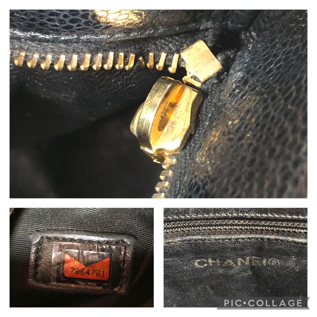 【訳あり】シャネル 復刻 トートバッグ キャビアスキン ブラック ココマーク