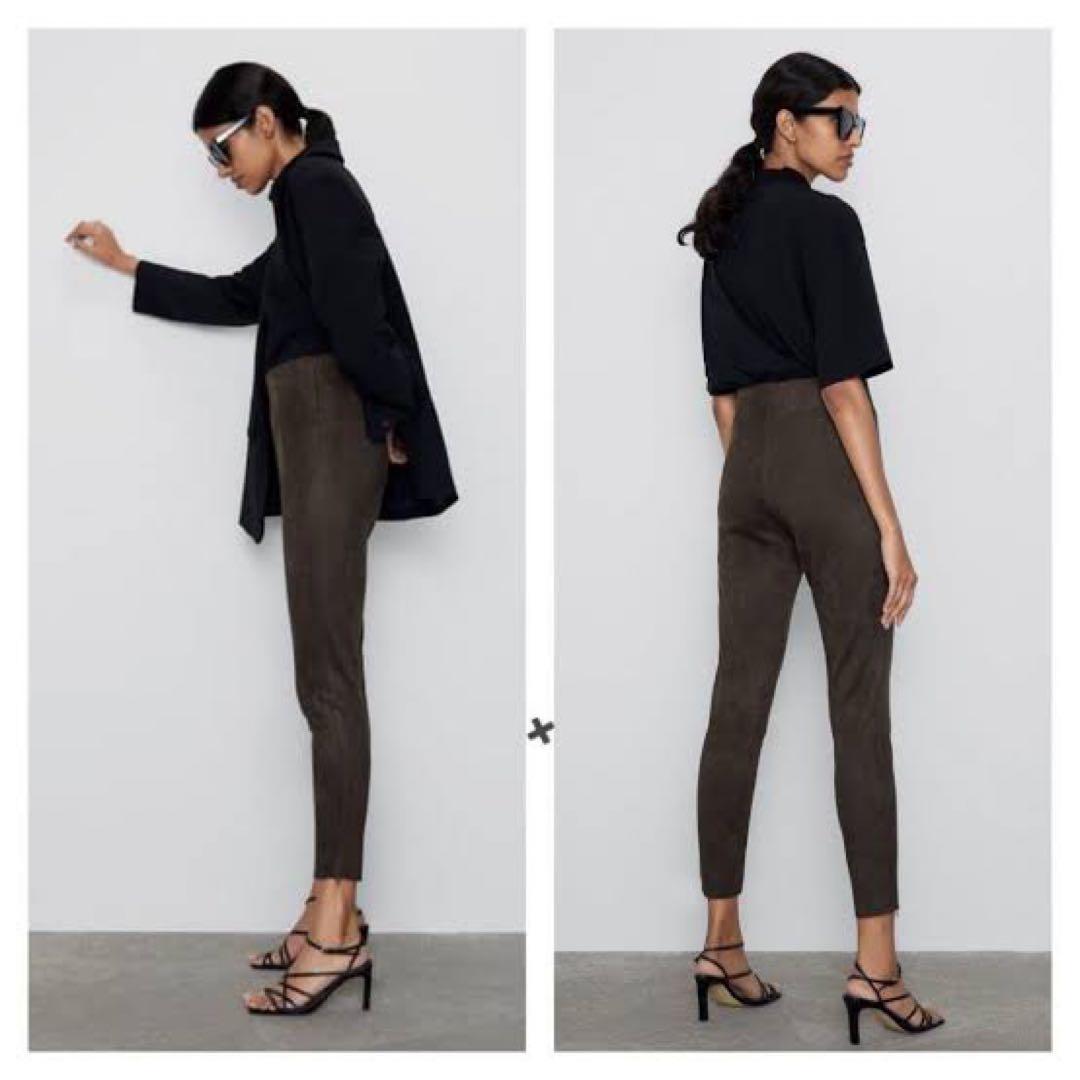 新品タグ付!【ZARA】フェイクスウェードレギンス/S/brown - メルカリ