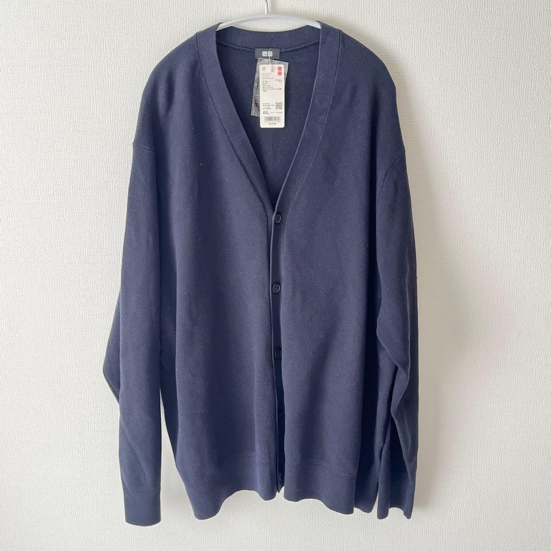 新品 UNIQLO ウォッシャブル ミラノリブ Ｖネック カーディガン 4XL