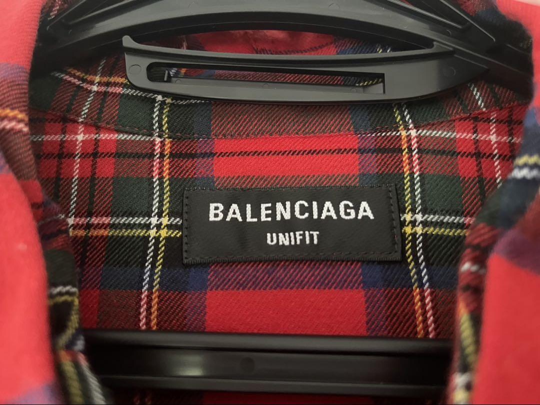 BALENCIAGA チェックフーディシャツ