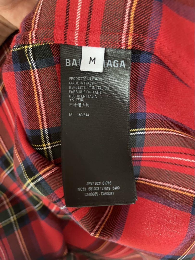 BALENCIAGA チェックフーディシャツ