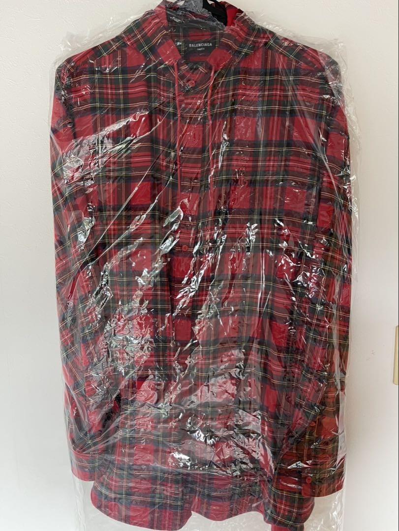 BALENCIAGA チェックフーディシャツ