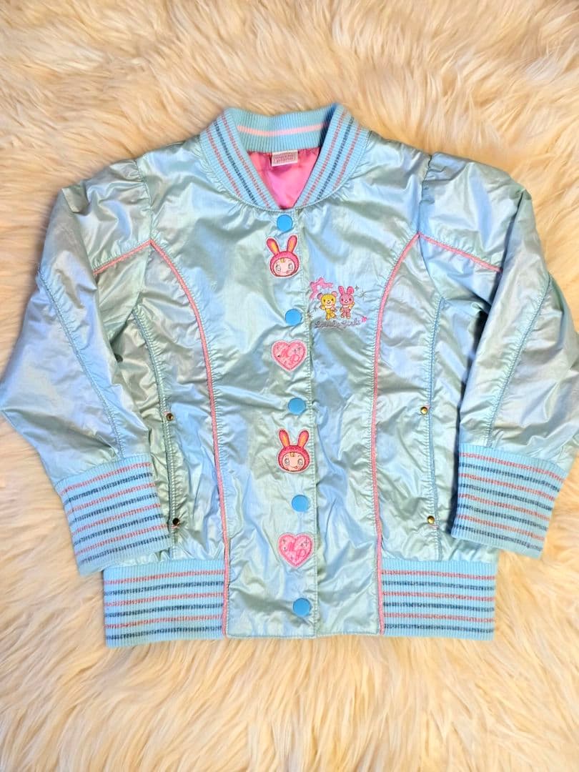 激 ️ MEZZO PIANO ベリエ刺繍の水色ボンバージャケット120cm・mezzo piano