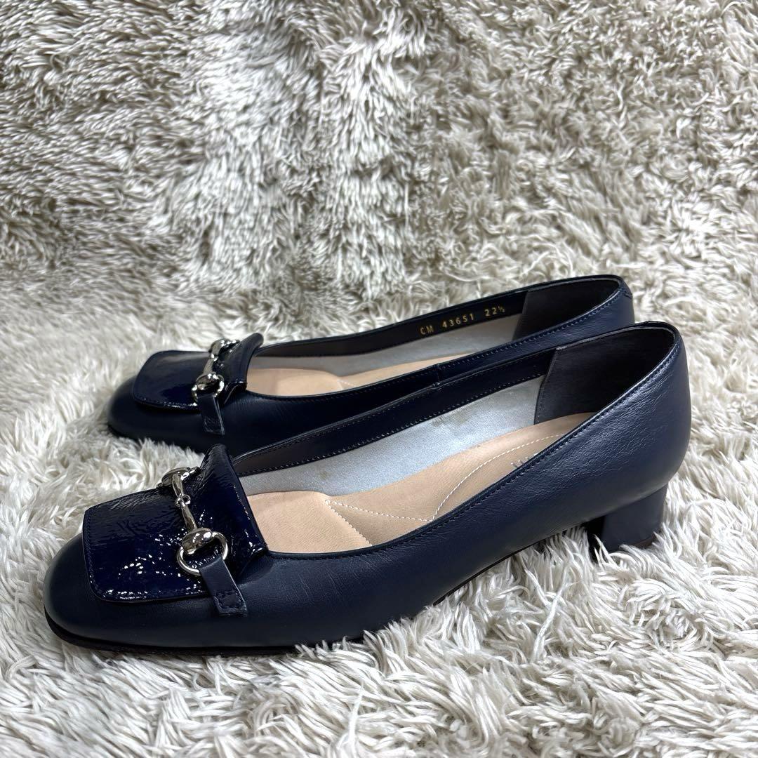 DIANA WELLFIT /本革　ローヒールパンプス　ネイビー　22.5㎝