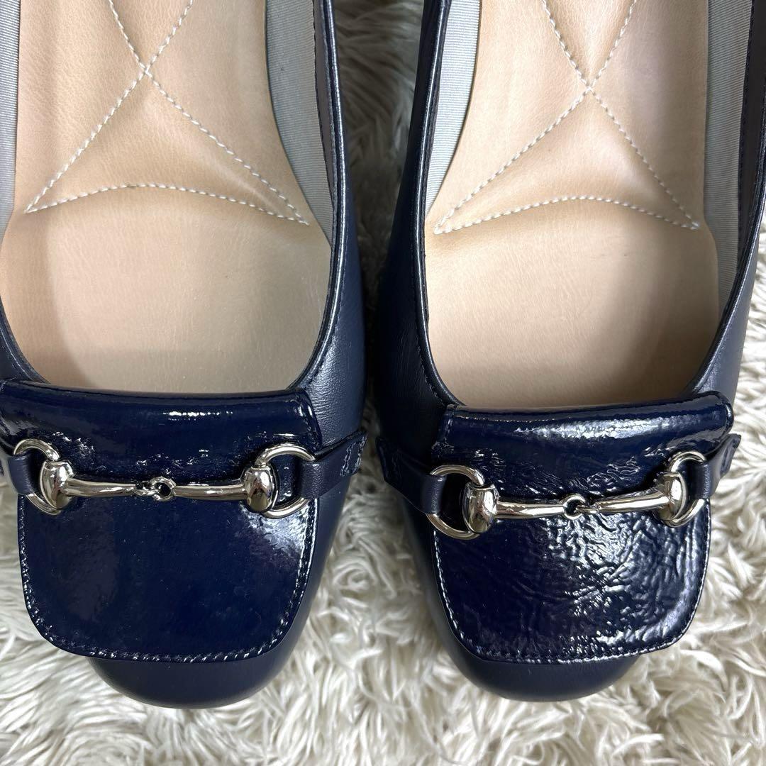 DIANA WELLFIT /本革　ローヒールパンプス　ネイビー　22.5㎝